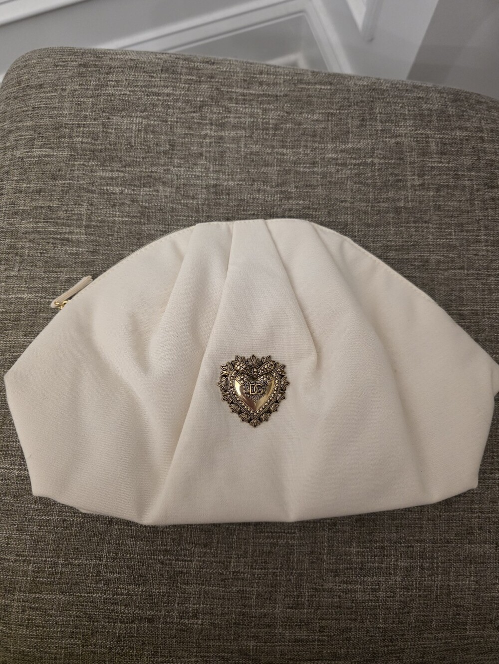 Dolce & Gabbana Devotion Cream And Gold Clutch Beauty Pouch